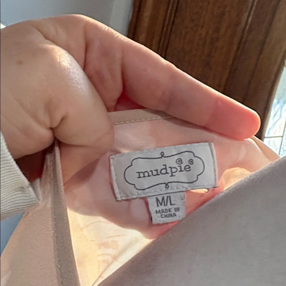 [Mud Pie] Light Peach Tie-Front Blouse - Size Medium/Large